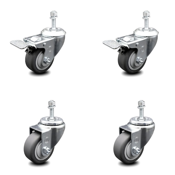Service Caster 3.5 Inch Thermoplastic Rubber Swivel 10mm Stem Caster Total Lock Brake, 2PK SCC-TSTTL20S3514-TPRB-M1015-2-S-2 - main